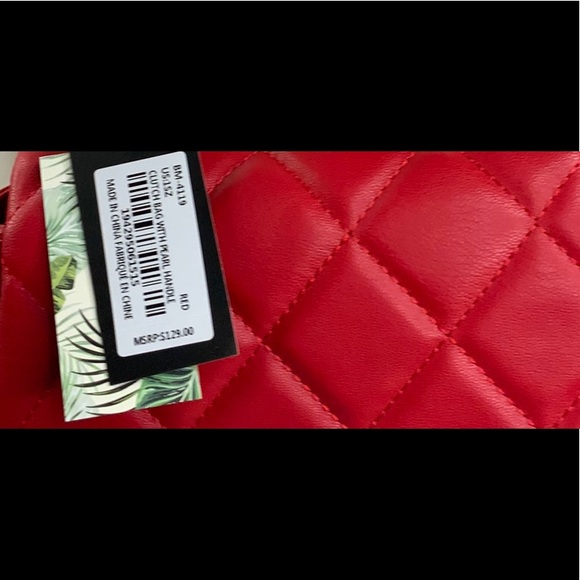 Badgley Mischka Red Quilted Handbag (NWT) - Picture 2 of 12